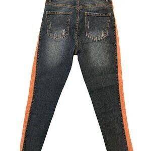 Black Label C'Est To! Size 7 Jeans w/ Pink Corduroy Stripes